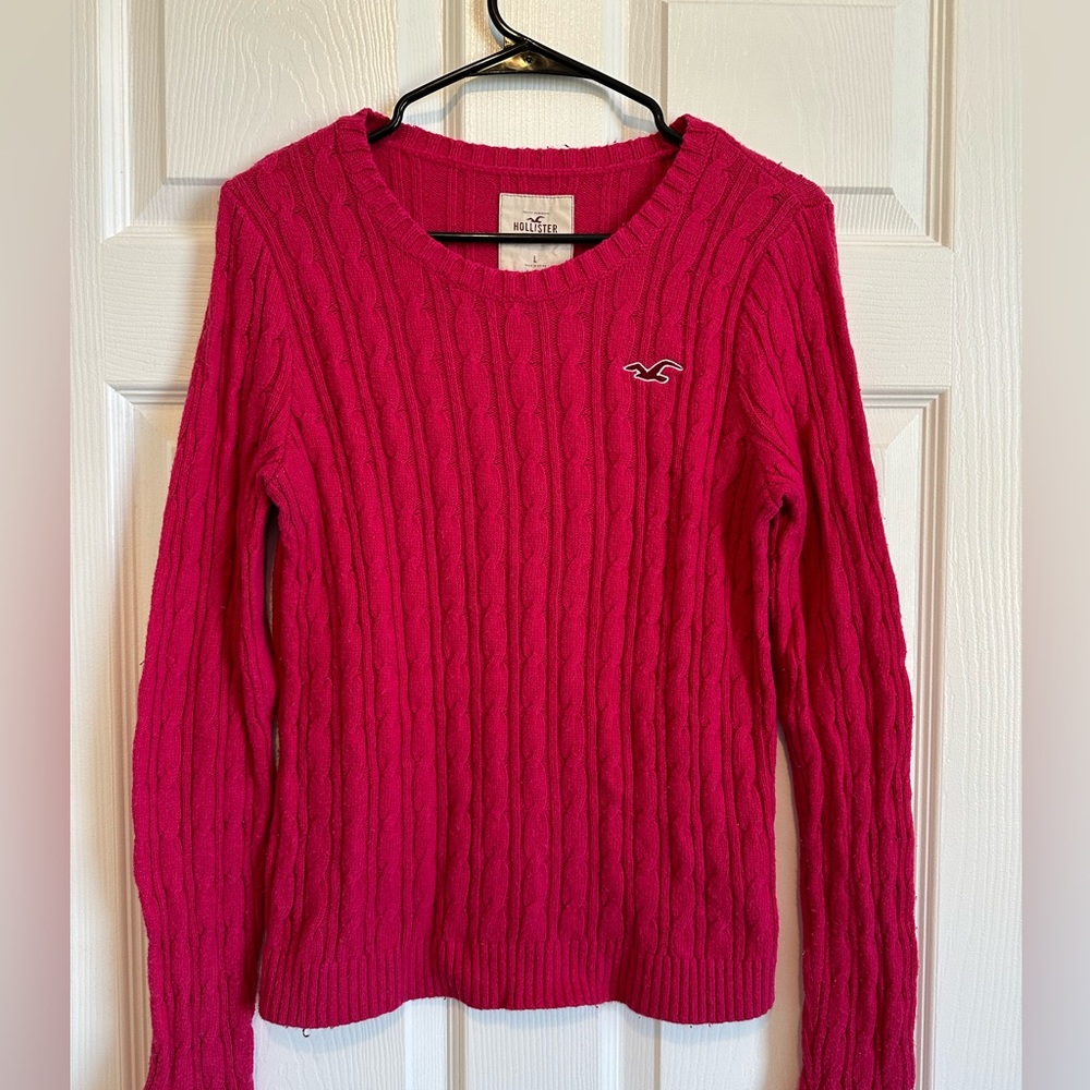 HOLLISTER - Hot Pink Scoopneck Knit Sweater (L)